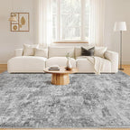 Nakagishi 9x12 Area Rugs Living Room: Washable Abstract Large Neutral Soft Rug Stain Resistant Modern Indoor Floor Non-Slip Carpet for Bedroom Nursery Kids Playroom Office Dining Room Dorm- Grey