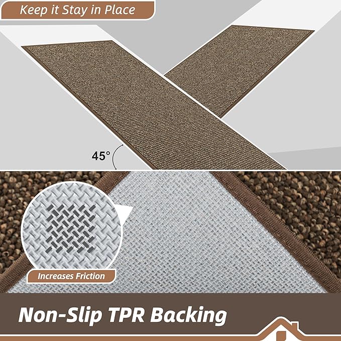 BEQHAUSE 20"x32" Entryway Rug Indoor Door Mat Non-Slip Washable, Hallway Rugs Absorbent & Stain Resist Hall Carpet Runner Rugs for Entryway, Front Door Floor Mats Laundry Room Rugs for Entry, Brown