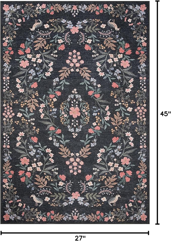 Loloi Rifle Paper Co. Maison Collection MAO-04 Tuileries Black 2'-3" x 3'-9", .19" Pile Height, Accent Rug