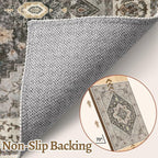Tangsoo 3x10 Runner Rug for Hallway Long Washable Hallway Runner Rugs, Non Slip Vintage Soft Low Pile Rug Runner, Indoor Oriental Carpet Runners for Living Room Kitchen Bedroom Entryway Grey
