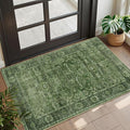 2x3 Entryway Rug Green Washable Vintage Rugs for Entryway Kitchen Low Pile Non-Slip Door Mat Traditional Distressed Small Throw Area Rugs for Kitchen Entrance Bathroom Green