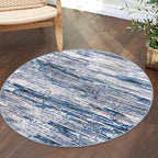 3' Washable Round Rug for Entryway, Navy Blue Gray Neutral Multi Soft Non-Slip Area Rugs Modern Abstract Low-Pile Carpet, Neutral Vintage Circle Rugs for Living Room Dining Bedroom Foyer