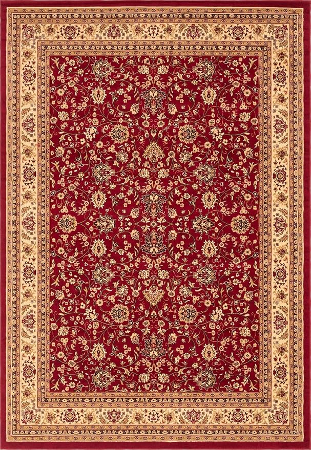 Unique Loom Sialk Hill Collection Area Rug - Washington (9' 10" x 14' 1" Rectangle Burgundy/Cream)
