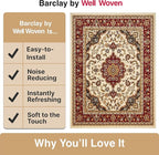 Well Woven Barclay Collection Medallion Kashan Ivory 4x5 Area Rug - for Entryways, Small Bedrooms, Living Rooms