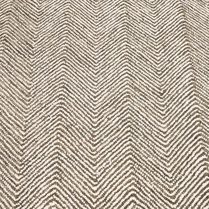 Modern Herringbone Chevron Collection Handcrafted Wool Area Rug - Durable, Zigzag Pattern, for High Traffic, Contemporary Design for Living Room, Bedroom, Dining Room Decor (Dark Olive, 7' x 9')