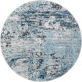 Rugs.com Leipzig Collection Rug – 4 Ft Round Blue Low-Pile Rug Perfect for Kitchens, Dining Rooms