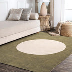 JONATHAN Y Machine Washable Green/Cream Indoor Area Rug 3X5 ft, Cirkel Minimalist Geometric Dot for Living Room, Bedroom, Kitchen, Office, Easy-Cleaning, Pet-Friendly, Non-Shedding WSH113B-3