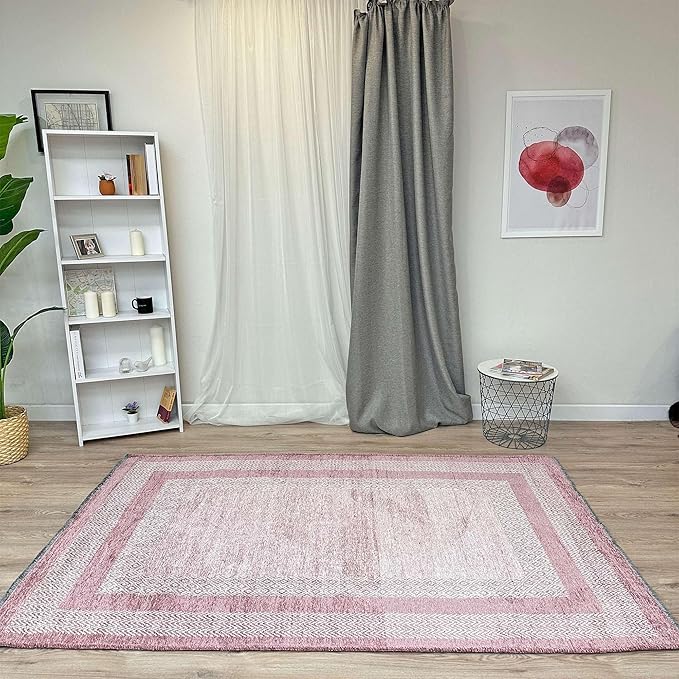 Alfa Rich 3x5 Mauve Lilac Washable Area Rugs for Living Room Bedroom Kitchen Cotton Runner