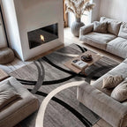 Rugshop Wavy Circles Design Area Rug, Non-Shedding Carpet for Living Room, Dining Room, or Bedroom, Gray, 7'10" x 10'2"