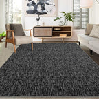 RUGSREAL Bedroom Area Rug 4x6 Modern Abstract Area Rug Stain Resistant Small Living Room Rug Contemporary Dining Room Rug Non-Slip Solid Rug Aesthetic Accent Floor Carpet for Kitchen Office, Black