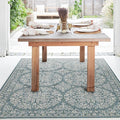 FH Home Flat Woven Outdoor Rug - Waterproof, Easy to Clean, Stain Resistant - Premium Polypropylene Yarn - Farmhouse - Patio, Porch, Deck, Balcony - Marbella - Ocean - 5ft 4in x 7ft 6in