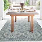 FH Home Flat Woven Outdoor Rug - Waterproof, Easy to Clean, Stain Resistant - Premium Polypropylene Yarn - Farmhouse - Patio, Porch, Deck, Balcony - Marbella - Ocean - 5ft 4in x 7ft 6in
