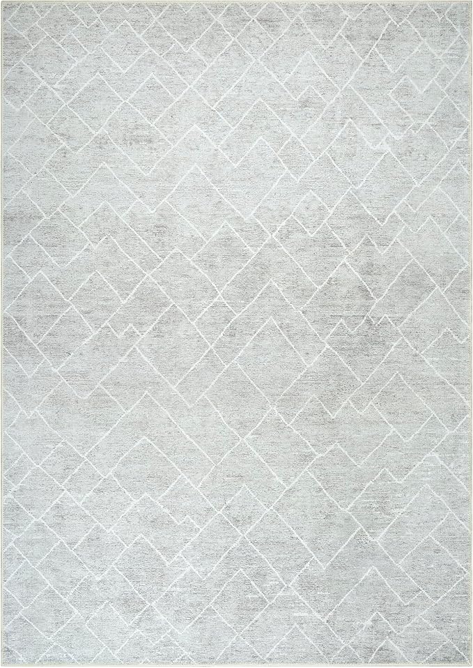 Bloom Rugs Washable Non-Slip 9' x 12' Rug - Gray/Pebble Striped Area Rug for Living Room, Bedroom, Dining Room, and Kitchen - Exact Size: 9' x 12'