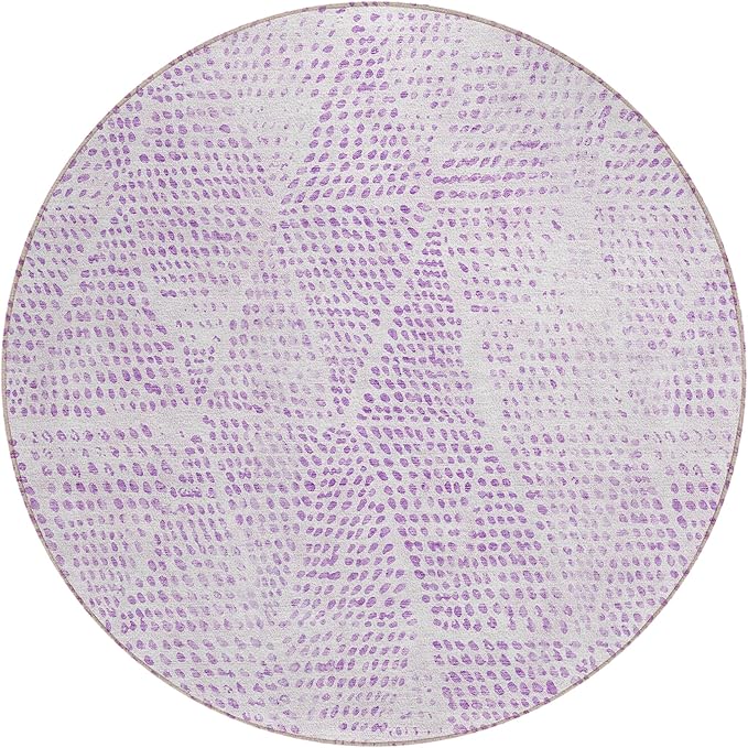 Addison Rugs Chantille ACN591 Purple 8' x 8' Indoor Outdoor Round Rug, Easy Clean, Machine Washable, Non Shedding, Bedroom, Living Room, Dining Room, Kitchen, Patio Rug