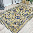 Alfa Rich 4x6 Gold Navy Blue Washable Area Rugs for Living Room Bedroom Kitchen Dining Cotton Rug