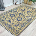 Alfa Rich 7x10 Gold Navy Blue Washable Area Rugs for Living Room Bedroom Kitchen Dining Cotton Rug