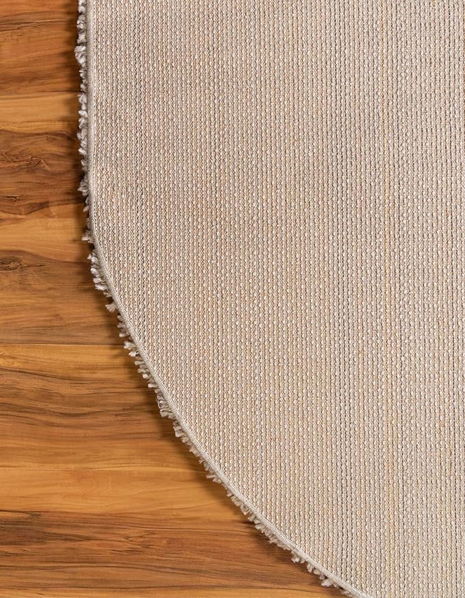 Unique Loom Davos Shag Collection Area Rug - Solid (3' 3" x 5' 3" Oval, Linen)