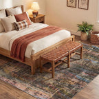 Kokia Abstract Area Rugs 9x12 Bedroom Washable Decor Low Pile Non-Slip Non-Shedding Indoor Brown Yellow Carpet Foldable Stain Resistant Floor Mat Living Room Dining Room, Oslo Fireworks