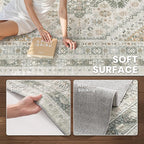 zesthome 8x10 Area Rugs for Living Room,Non-Slip Backing Washable Rugs,Vintage Large Area Rug，Stain Resistant Home Decor Rug (Brown/Grey,8'x10')