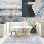 Washable Area Rug. Modern Farmhouse. Vintage. Turkish. Bohemian. Distressed. Oriental. Traditional. Rugs for Living Room. Dining. Bedroom. Office. Entryway. Foyer. (852CB, 5'9 x 8'9)