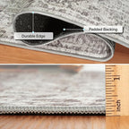 ReaLife Rugs Machine Washable Area Rug - Living Room Bedroom Bathroom Kitchen Entryway Office - Padded Low Pile Stain Resistant Premium - Boho Farmhouse Vintage - Lyle - Beige Ivory 4' x 6'
