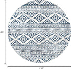 SAFAVIEH Tulum Collection Area Rug - 10' Round, Ivory & Navy, Moroccan Boho Tribal Design, Non-Shedding & Easy to Clean, Ideal for Living Room, Bedroom, Dining Space (TUL272D)