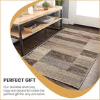 SUPERIOR Indoor Area Rug, Jute Backed, Modern Geometric Patchwork Floor Decor for Bedroom, Office, Living Room, Entryway, Hardwood Floors, Rockwood Collection, 9' x 12', Slate
