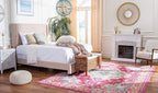 SAFAVIEH Monaco Collection Area Rug - 8' x 10', Pink & Multi, Boho Chic Medallion Distressed Design, Non-Shedding & Easy Care, Ideal for High Traffic Areas in Living Room, Bedroom (MNC243D)