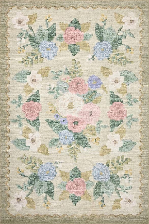 Loloi Rifle Paper Co. Rosa Collection RSA-02 Cream/Multi 2'-0" x 5'-0" Accent Rug