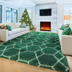 ONASAR Area Rugs for Living Room Bedroom, 5x8 Washable Fluffy Dark Green and White Rug, Geometric Boho Soft Plush Shaggy Fuzzy Floor Carpet for Nursery Kids Girls Boys Teen Dorm Home Decor Aesthetic
