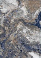 3x5 Blue Area Rug: Modern Abstract Washable Rugs for Entryway Kitchen Bedroom Indoor - Non-Slip Stain Resistant Thin Low Pile
