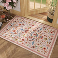 Vintage Medallion Floral Indoor Door Mat 2x3, Machine Washable Entryway Rug, Low Pile Soft Small Carpet, Non-Slip Area Rug for Entrance, Bedroom, Kitchen & Kids Room | Pink
