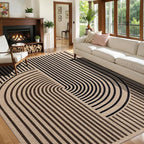Tangsoo Rainbow Easy Jute Rug 6x9 Washable Area Rugs for Living Room,Black Brown Non Slip Indoor Outdoor Carpet,Farmhouse Modern Office Mat for Backyard Dining Room Patio Bedromm