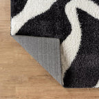 Rugshop Abstract Wavy Shag Runner Rug Anthracite Dark Gray 2' 3" x 8' Perfect for Hallways, Kitchens, or Behind The Sofa