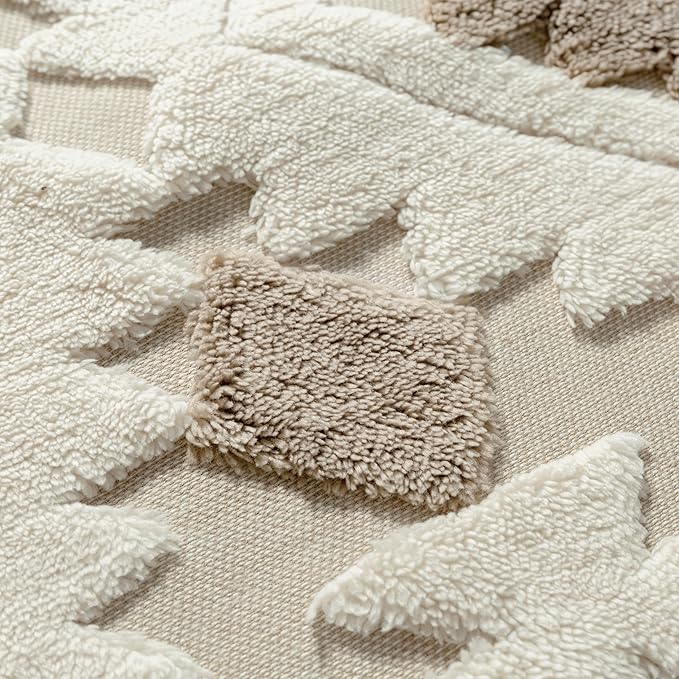 Ivory Brown 8x10 Area Rug Washable Living Room Moroccan Shag Carpet Non Slip Soft Neutral Boho Plush Pile Large Throw Rug for Office Bedroom Dining Room Playroom