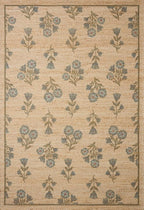 Loloi Chris Loves Julia Rue Collection RUE-04 Moss/Blue 3'-6" x 5'-6" Accent Rug Jute Neutral Floral Living Room Bedroom Rug