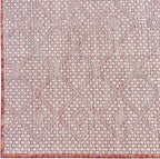 Unique Loom Outdoor Trellis Collection Area Rug - Tribal Trellis (5' 3" Square, Rust Red/ Ivory)