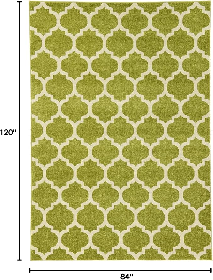 Rugs.com Lattice Collection Rug – 7' x 10' Light Green Medium Rug Perfect for Bedrooms, Dining Rooms, Living Rooms