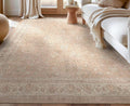 Well Woven Asha Rome Beige Cream 7'7" x 9'10" Area Rug - Oriental Floral Pattern, Easy Clean, Floor-Friendly Backing - for Living Room, Bedroom, and Dining Room