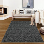 RUGSREAL 6x9 Large Bedroom Area Rug Soft Modern Area Rug for Living Room Non-Slip Stain Resistant Abstract Bedroom Throw Floor Carpet Contemporary Rug Solid Rug for Dining Room Office, Black