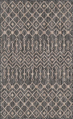 Unique Loom Outdoor Trellis Collection Area Rug - Tribal Trellis (3' 3" x 5' 3" Rectangle, Charcoal Gray/ Natural)