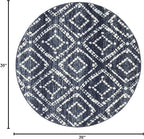 SAFAVIEH Adirondack Collection 3' Round Navy/Ivory ADR131N Diamond Distressed Non-Shedding Living Room Bedroom Area Rug