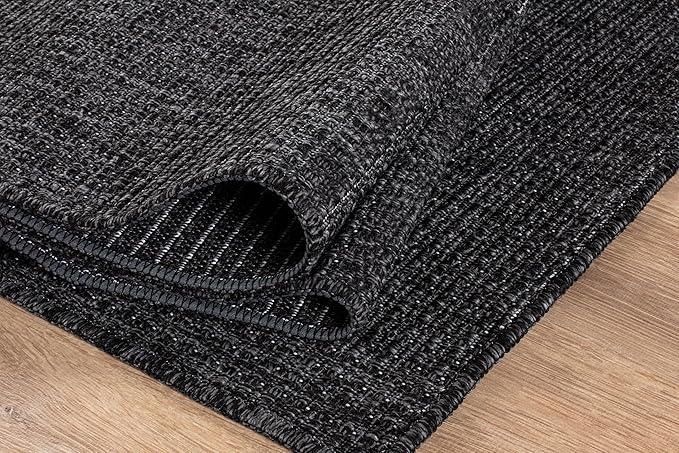 Beverly Rug Easy Jute Rug 4x6 Solid Washable Durable Outdoor Indoor Area Rugs for Living Dining Room Patio Office Stain Resistant Non Shedding Casual Indoor Outside Carpet (4 x 6 Dark Gray)
