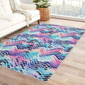 Colorful Wave Rug, 5x7 Rug, Abstract Watercolor Rugs for Living Room Bedroom, Watercolor Large Area Rug, Washable Rug Non Slip Soft Indoor Carpet, Colorful Wave Home & Room Decor
