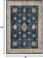 RUGGABLE Washable Vintage Area Rug – Verena Sapphire 6x9, Stain-Resistant, Non-Slip – Medium Machine Washable Rugs for Living Room, Bedroom, Hallway, Entryway & Office–with Standard Pad