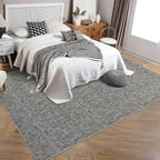 RUGSREAL Bedroom Area Rug 4x6 Modern Abstract Area Rug Stain Resistant Small Living Room Rug Contemporary Dining Room Rug Non-Slip Solid Rug Aesthetic Accent Floor Carpet for Kitchen Office, Grey