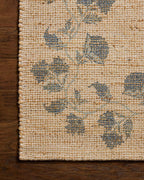 Loloi Chris Loves Julia Rue Collection RUE-05 Natural/Denim 7'-6" x 9'-6" Area Rug Jute Neutral Floral Living Room Bedroom Rug
