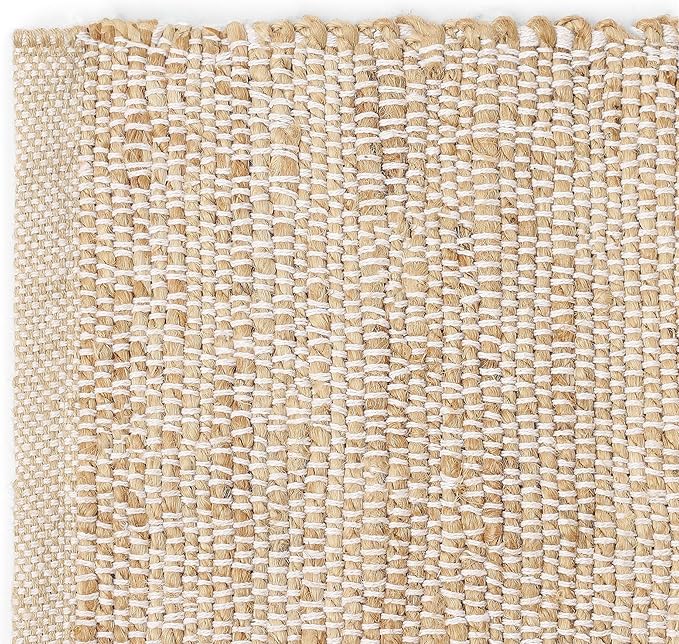 REDEARTH · Jute Cotton Area Rug - 2'x3' Rectangular Rug, Sustainable Handwoven, Non-Shedding, Soft & Durable – Reversible, Neutral Tones for Home Décor in Living Room, Dining Room, Bedroom