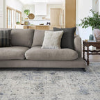 RUGGABLE Washable Vintage Area Rug – Sarrah Blue Quartz 6x9, Stain-Resistant, Non-Slip – Medium Machine Washable Rugs for Living Room, Bedroom, Hallway, Entryway & Office–with Cushioned Pad