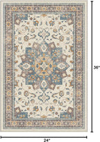 Dripex Vintage Collection Washable Area Rug - 2x3 Door Mat Small Entryway Rug Distressed Non-Slip Low-Pile Floor Carpet for Indoor Front Entrance Kitchen Bathroom Living Room Bedroom
